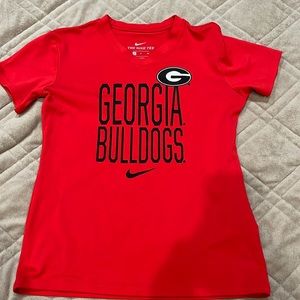 Red short sleeve, V-neck T-shirt, Nike dri fit Georgia Bulldogs